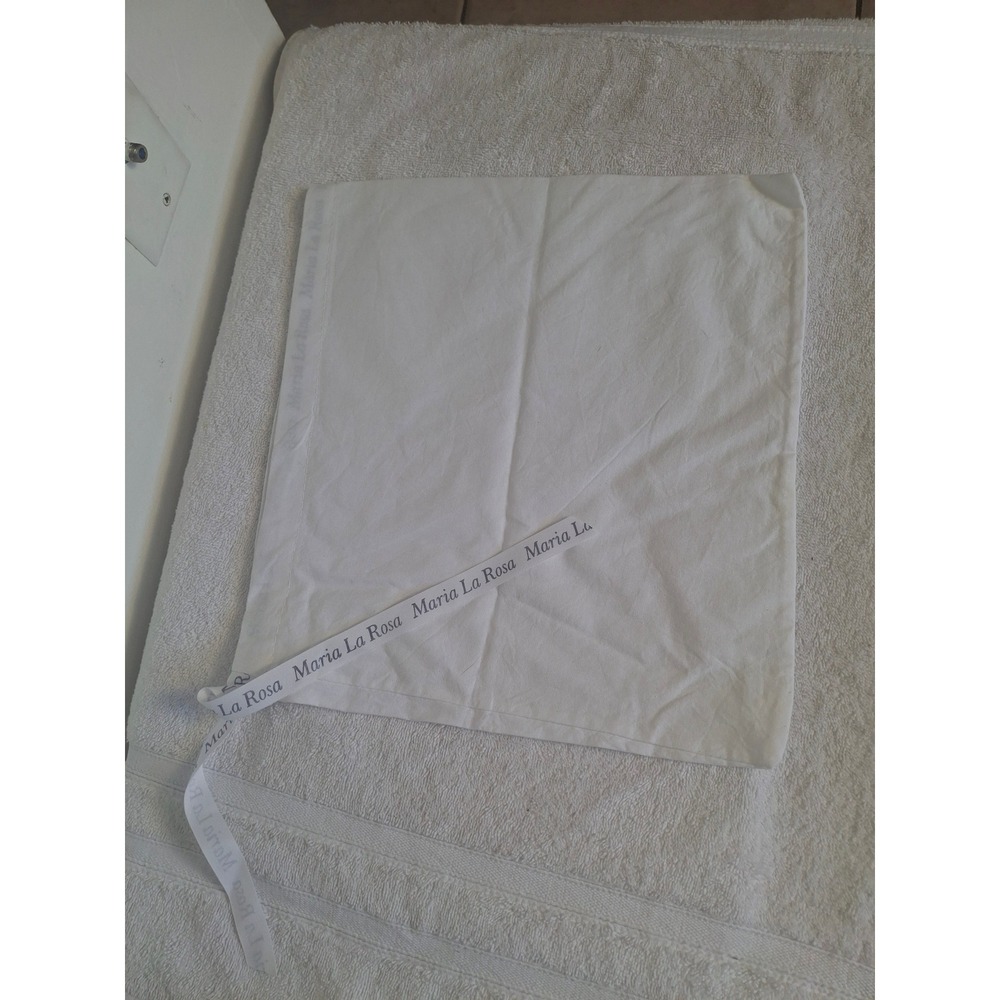 Maria La Rosa White Cotton Drawstring Dust Bag Logo Ribbon 13x11 Accessory Pouch